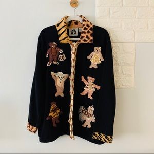 Vtg Storybook Knits Whimsical Bear sweater, 2XL